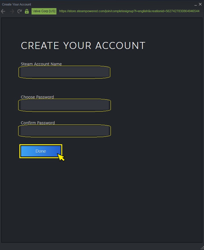 How do I create a Steam account? Step 4