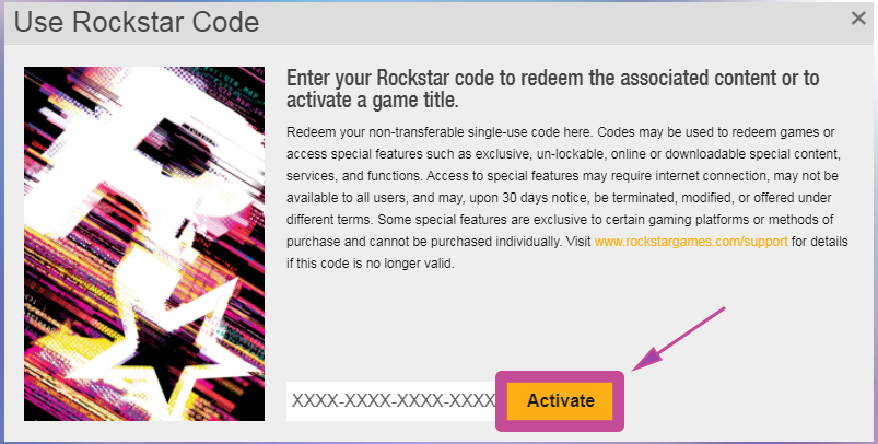 Rockstar website activation. Step 4