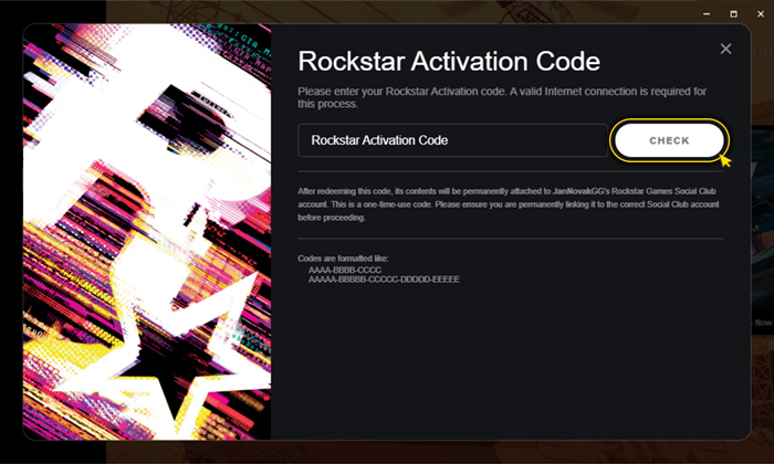 Activation on Social Club. Step 4